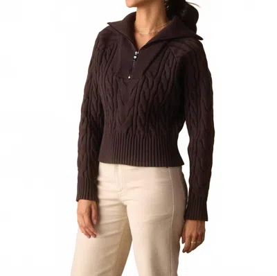 The Normal Brand Lola Everyday Quarter Zip Sweater In Brown