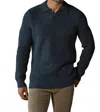 The Normal Brand Marled Polo Sweater In Steel Blue In Blue