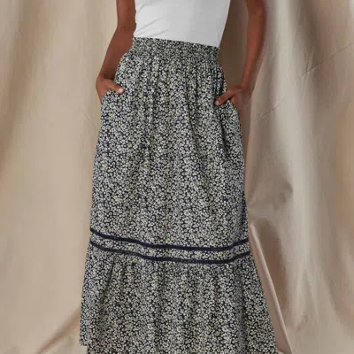 The Normal Brand Marlo Tiered Skirt In Blue
