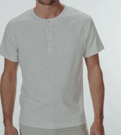 The Normal Brand Men's Active Short Sleeve Puremeso Henley In Stone In Grey