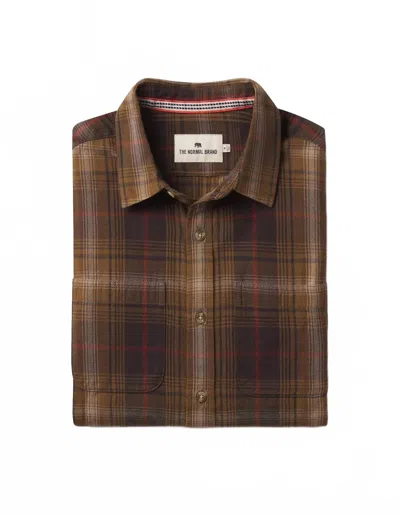 The Normal Brand Men's Jackson Button Up In Brown Plaid In Yellow