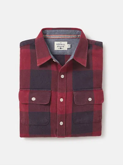 The Normal Brand Men's Mountain Overshirt In Red Buffalo Check In Pink