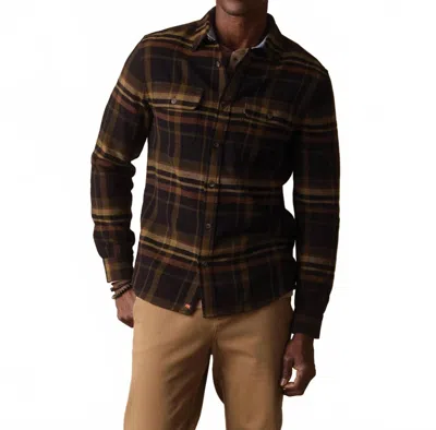 The Normal Brand Mountain Long Sleeve Overshirt In Black Plaid In Brown