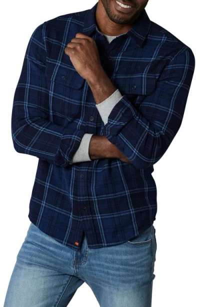 The Normal Brand Mountain Regular Fit Flannel Button-up Shirt In Indigo Plaid