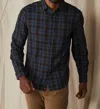 The Normal Brand Nikko Button Up Shirt In Brown Plaid In Yellow