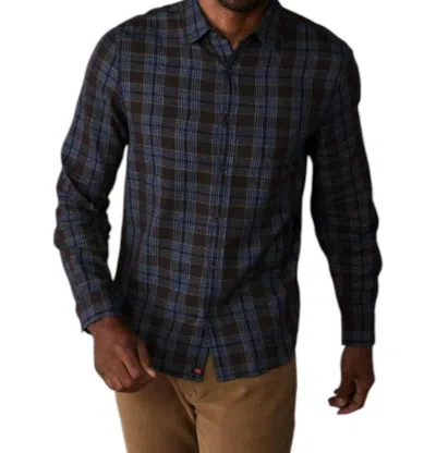 The Normal Brand Nikko Classic Button Up Shirt In Brown Plaid In Blue