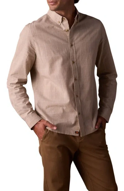 The Normal Brand Nikko Classic Long Sleeve Plaid Button-up Shirt In Brown