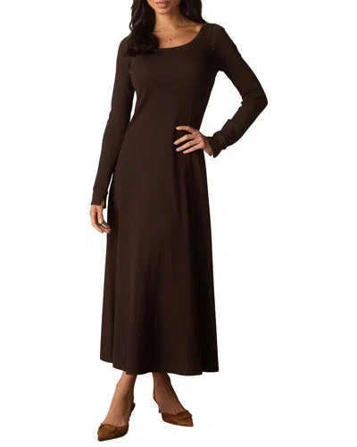 The Normal Brand Normal Rib Ls Midi Dress In Brown