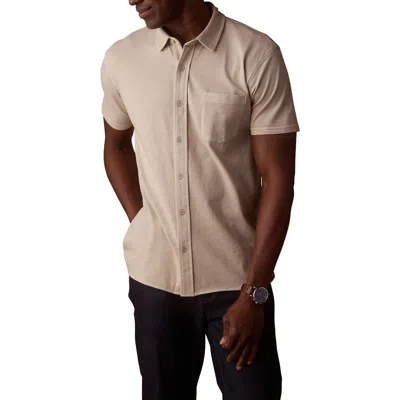 The Normal Brand Normal Short Sleeve Cotton Jersey Button-up Shirt In Pink