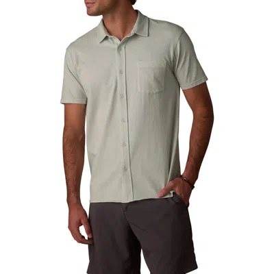 The Normal Brand Normal Short Sleeve Cotton Jersey Button-up Shirt In Green