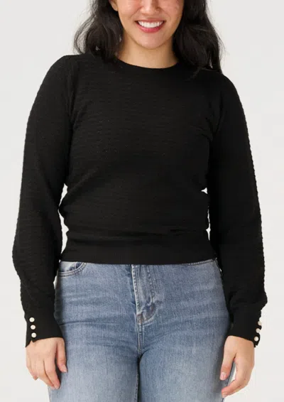 The Normal Brand Olivia Pointelle Crew Sweater In Black