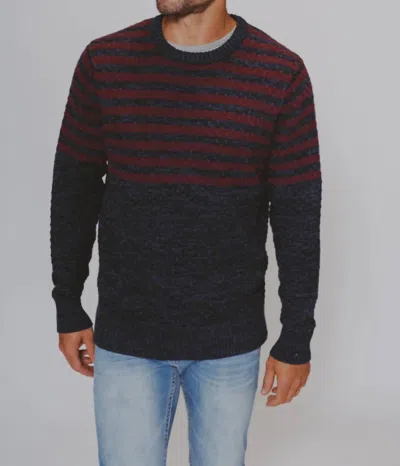 The Normal Brand Pique Stitch Crew Sweater In Navy/oxblood In Multi