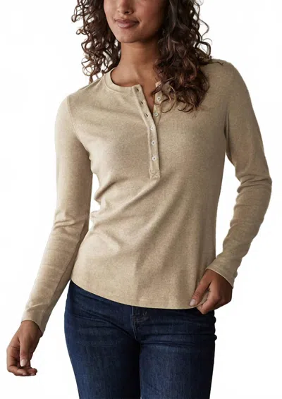 The Normal Brand Puremeso Long Sleeve Henley Top In Fossil In Neutral