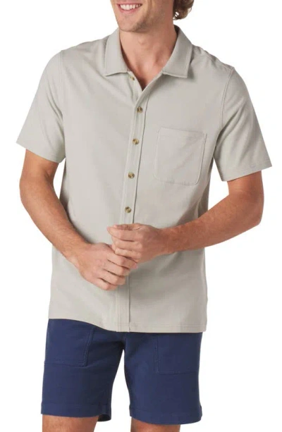 The Normal Brand Puremeso Solid Short Sleeve Knit Button-up Shirt In Sage