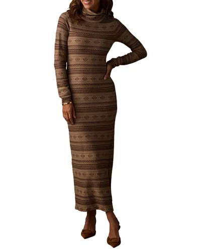 The Normal Brand Reverse Fair Isle Maxi Dress In Brown