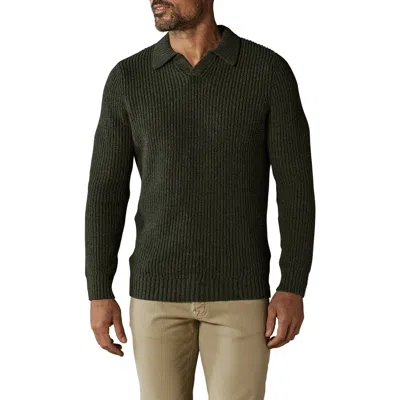The Normal Brand Ribbed Cotton Blend Polo Sweater In Olive