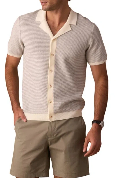 The Normal Brand Robles Bird's Eye Knit Camp Shirt In Neutral