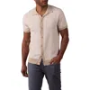 The Normal Brand Robles Jacquard Knit Short Sleeve Button-up Shirt In Neutral