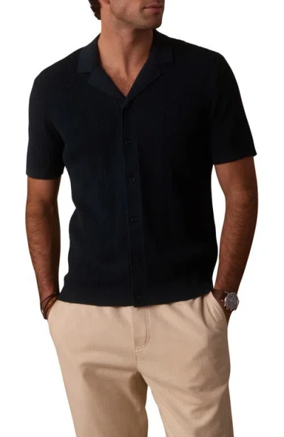 The Normal Brand Robles Texture Knit Camp Shirt In Black
