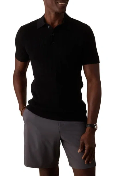 The Normal Brand Robles Textured Knit Polo In Black