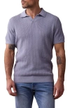 The Normal Brand Robles Textured Knit Polo In Faded Denim