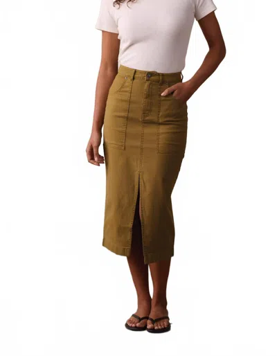The Normal Brand Scout Canvas Shipyard Midi Skirt In Brown