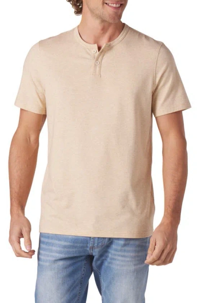 The Normal Brand Short Sleeve Active Henley In Iced Latte