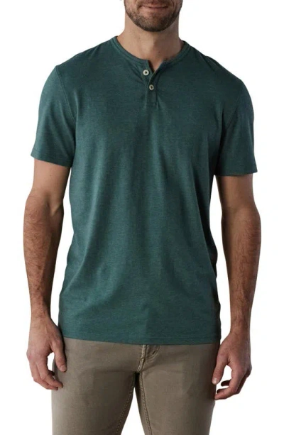 The Normal Brand Short Sleeve Active Henley In Pine