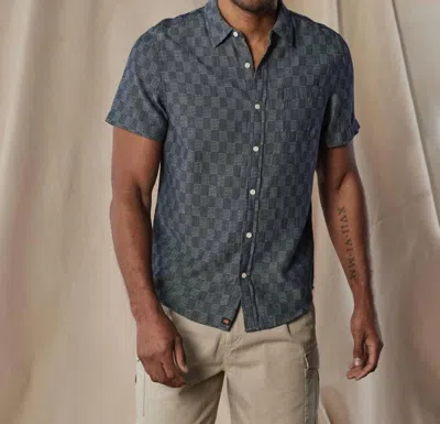 The Normal Brand Short Sleeve Button Up Shirt In Summer Navy Check In Multi