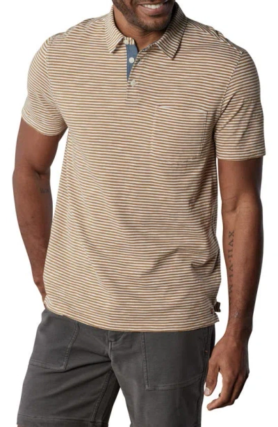 The Normal Brand Slub Pocket Polo In Bronze Stripe