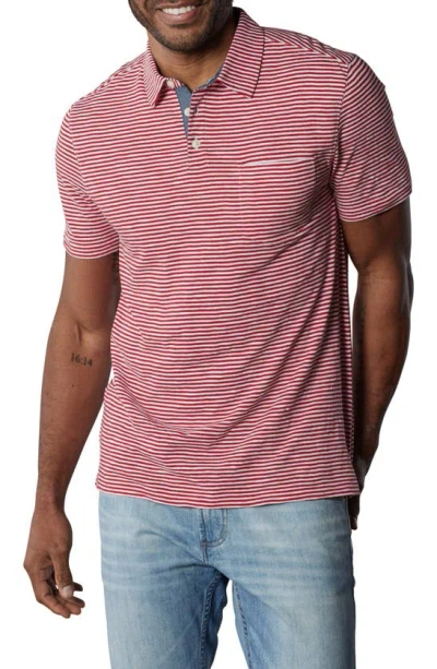 The Normal Brand Slub Pocket Polo In Crimson Stripe