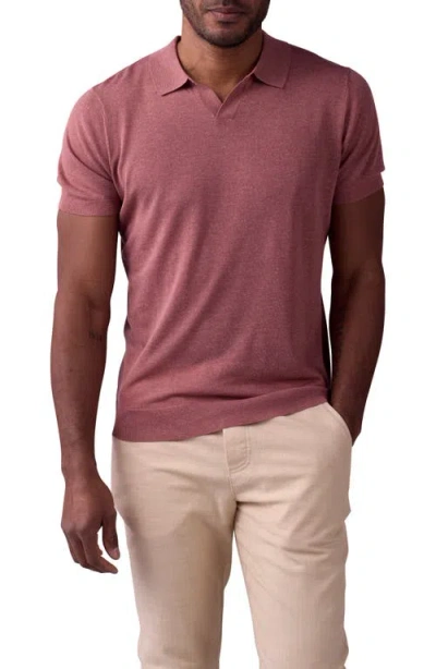 The Normal Brand Solid Johnny Collar Polo Sweater In Adobe Rose Heather