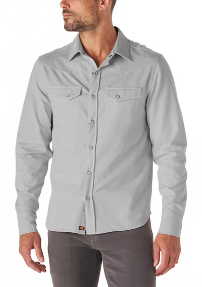 The Normal Brand Tentoma Stretch Vintage Button Up In Dawn Blue In Gray