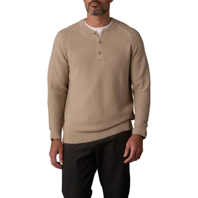The Normal Brand Textured Cotton Blend Henley Sweater In Brown