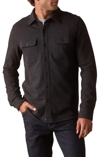 The Normal Brand Textured Knit Long Sleeve Button-up Shirt In Black