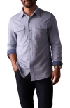 The Normal Brand Textured Knit Long Sleeve Button-up Shirt In Purple