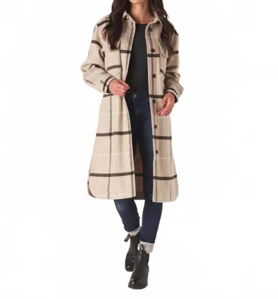 The Normal Brand Toni Duster Jacket In Creme Plaid