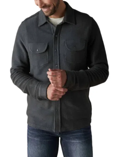 The Normal Brand Tony Loop Terry Button Up Shirt In Shadow In Black