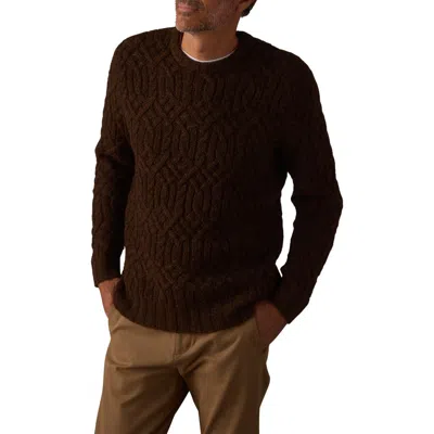 The Normal Brand Trellis Cabled Wool Blend Crewneck Sweater In Brown