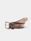 The Normal Brand Vintage Glazed Leather Belt In Pine In Silver