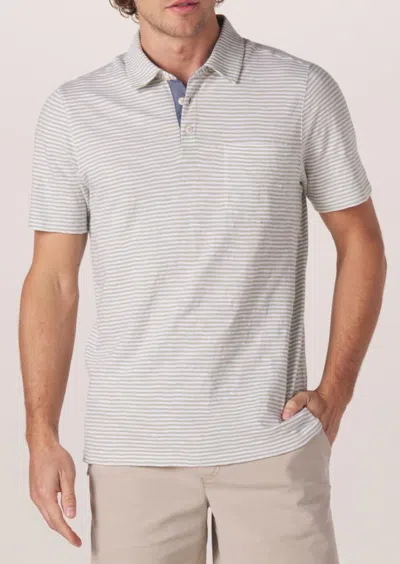 The Normal Brand Vintage Slub Pocket Polo Shirt In Sage Stripe In Multi