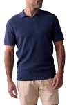 The Normal Brand Waffle Knit Polo In Vintage Blue