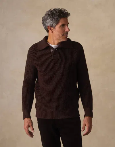 The Normal Brand Waffle Long Sleeve Popover Sweater In Dark Brown