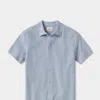 The Normal Brand Waffle Stitch Button Up In Blue