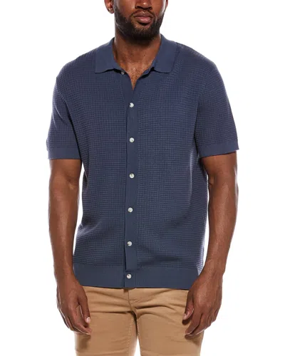 The Normal Brand Waffle Stitch Button Up Shirt In Blue