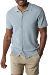 The Normal Brand Waffle Stitch Short Sleeve Polo Sweater In Clear Sky