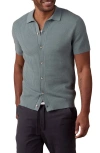 The Normal Brand Waffle Stitch Short Sleeve Polo Sweater In Juniper