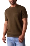 The Normal Brand Waffle Stitch Short Sleeve Sweater In Brown