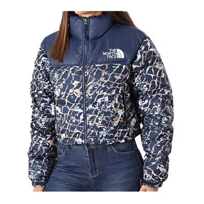 The North Face Abstract-print Quilted Jacket In Blue