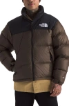 The North Face 1996 Retro Nuptse 700 Fill Power Down Packable Jacket In Smokey Brown/tnf Black